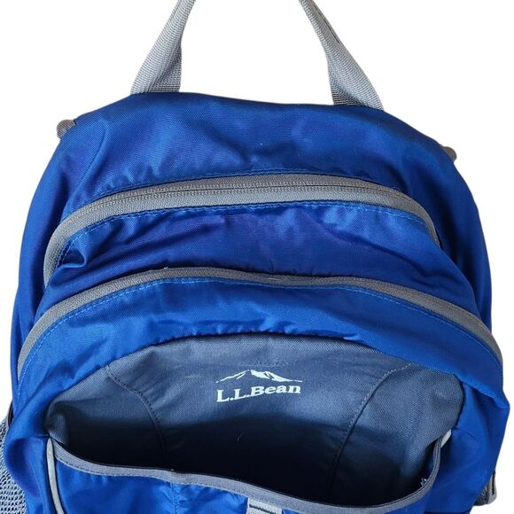 L.L. Bean Blue and Gray Nylon Logo Backpack - Picture 5 of 13